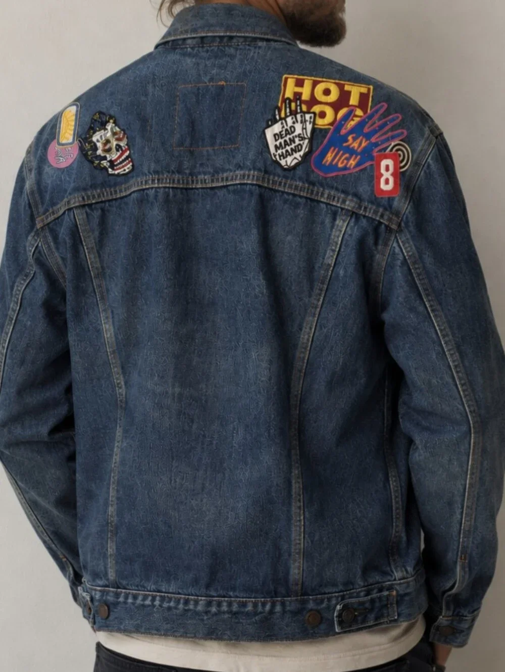 Levis Limited Edition Patched Denim Trucker Jacket Mens Size Large